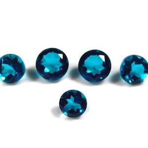 London Blue Topaz Color Doublet Quartz Faceted Round Shape Sizes 8x8mm to 15x15mm. Blue Color Triplet Quartz for jewelry making stone.