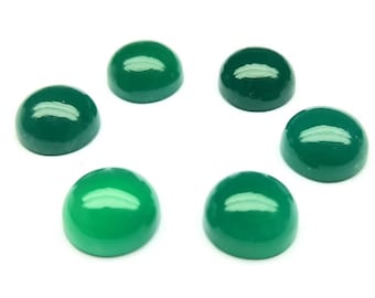 Cabujón de ónix verde: piedra preciosa redonda con base plana (5-20 mm)