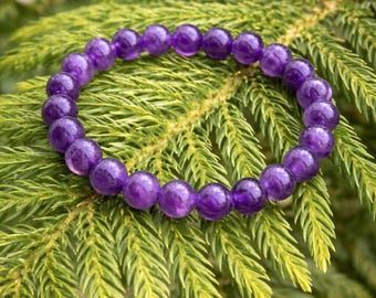 Natural Amethyst Bracelet | Purple Crystal Beaded Bracelet | Calming & Protection Stone | Healing Jewelry Unisex