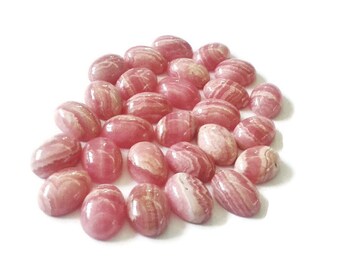 Natural Rhodochrosite Cabochon: Oval Gemstone for Jewelry Making (5x7 to 20x30 mm)