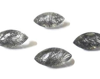 black rutile quartz crystal faceted marquise Calibrated mm Size gemstone 4x8 mm to 10x20 mm. Black Rutilated Quartz loose gemstones