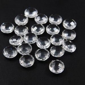 Briolette van helderkristalkwarts: ronde geblokte edelsteen (5 x 5 tot 12 mm)