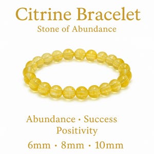 Citrine Bracelet Natural Gemstone • Abundance Success Positivity • Handmade Beaded Jewelry • Adjustable 6mm 8mm 10mm Beads