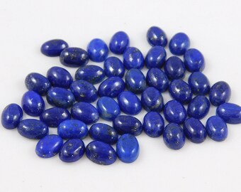 Cabochon ovali di lapislazzuli blu: pietre preziose con fondo piatto per la creazione di gioielli