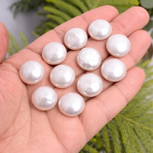 Natural Freshwater Pearl Cabochons Round Coin | Flat Back Pearl Cabs 4mm–15mm | Loose Pearls for Jewelry Making