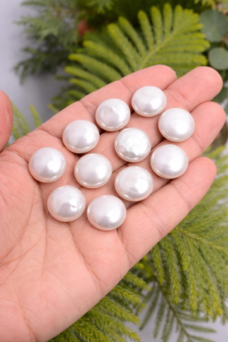 Natural Freshwater Pearl Cabochons Round Coin | Flat Back Pearl Cabs 4mm–15mm | Loose Pearls for Jewelry Making