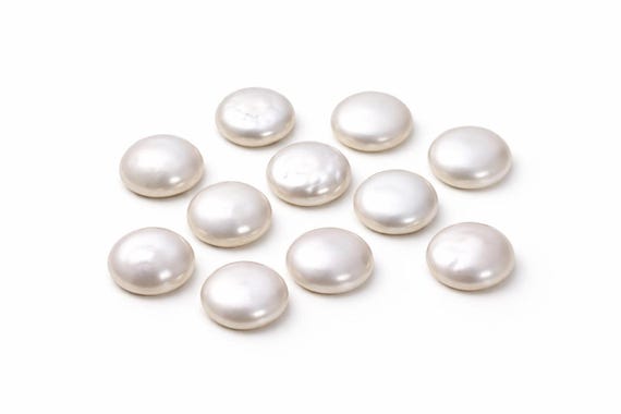 Natural Freshwater Pearl Cabochons Round Coin | Flat Back Pearl Cabs 4mm–15mm | Loose Pearls for Jewelry Making