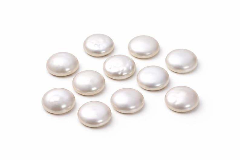 Natural Freshwater Pearl Cabochons Round Coin | Flat Back Pearl Cabs 4mm–15mm | Loose Pearls for Jewelry Making