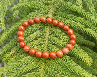 Red Jasper Beaded Bracelet | Grounding Crystal, Stone of Strength