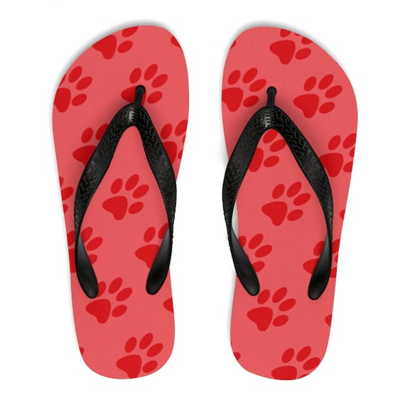 rainbow of paws flip flops