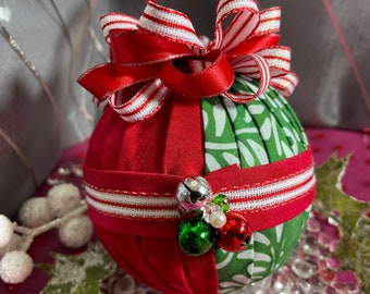 Christmas Batik Fabric Home Decor Accent Ball