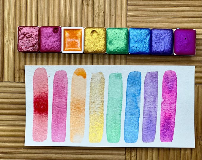 2025 Rainbow Shimmer Sets & Half Pans | Handmade Watercolor