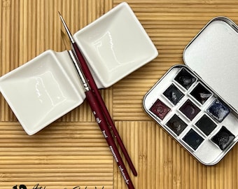 Ceramic Brush Rest & Mixing Palette
