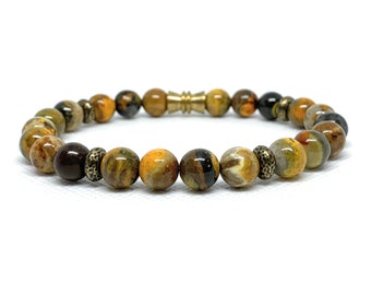 Bumblebee Jasper Bracelet - Mens Bumblebee Jasper Bracelet - Bumble Bee Jasper Bracelet - Mens Beaded Bracelet