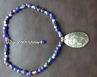 Purple and Paua Shell Pendant Necklace
