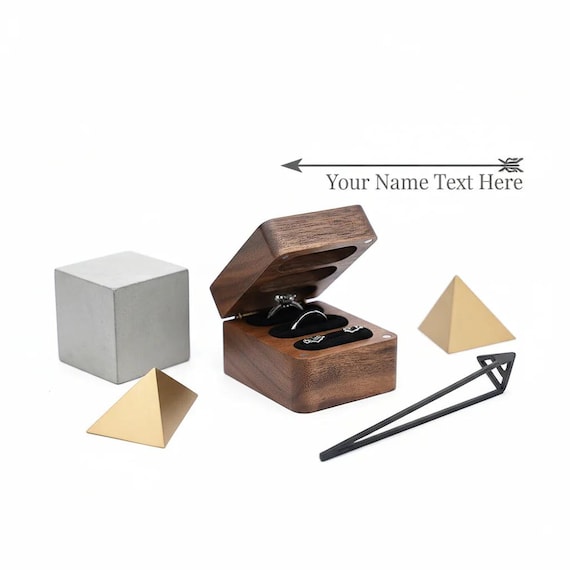 Customize Name Walnut Wedding Ring Box – Luxury Wooden Jewelry Proposal Box