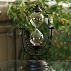 Fillable Rustic Metal Rotating Hourglass with Empty Globe - Perfect for Wedding Unity Sand Ceremony