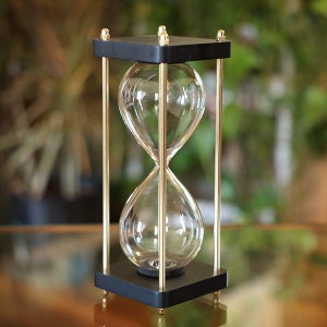 Perfect for Wedding Unity Sand Ceremony - Fillable Black Wood and Gold Hourglass with Empty Globe You Can Fill