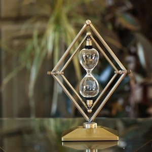 Pefect for Wedding Unity Sand Ceremony - Bronzed Diamond Rotating Fillable Hourglass with Empty Globe