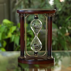 Rotating Mahogany Urn Hourglass
