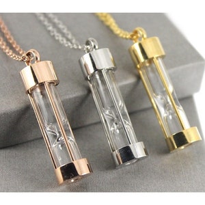 Hourglass Urn/Keepsake Necklace or Keychain  in Silver, Gold, Rose Gold or Black