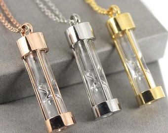 Hourglass Urn/Keepsake Necklace or Keychain  in Silver, Gold, Rose Gold or Black