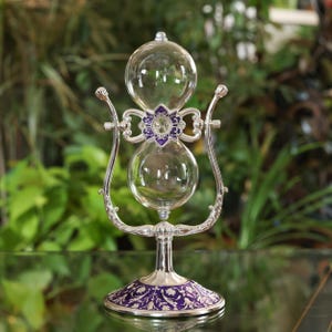 Purple Vintage Rotating Fillable Hourglass with Empty Globe - Perfect for Wedding Unity Sand Ceremony