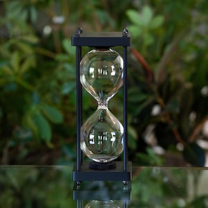 Empty Black Wood and Metal Memorial Keepsake Fillable Urn Hourglass For Cremains