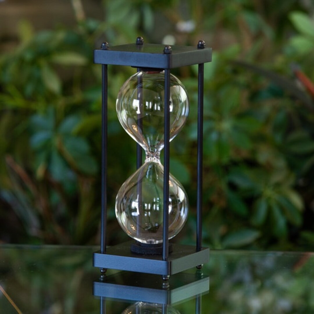 Black Wood and Metal Urn Fillable Hourglass Etsy