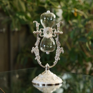 Silver Vintage Rose Urn Hourglass