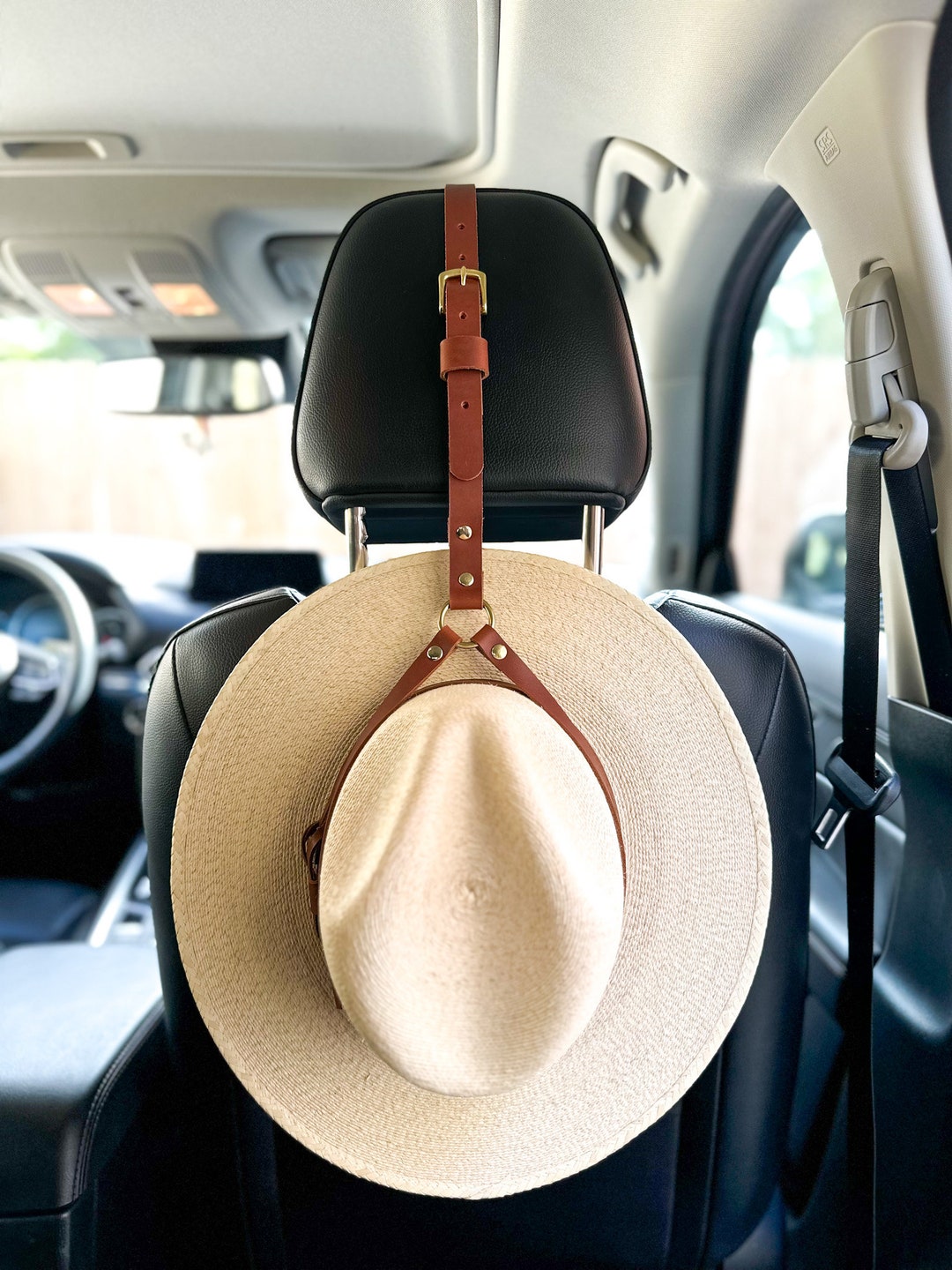 Genuine Leather Hat Holder, Hat Holder for Trucks and Cars, Cowboy Hat Rack, Cowboy Hat Holder