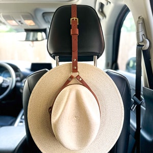 Genuine Leather Hat Holder for Trucks and Cars, Cowboy Hat Rack, Holder for Pickup Truck, Headrest Hat Holder, Unique Gifts for Hat Lovers