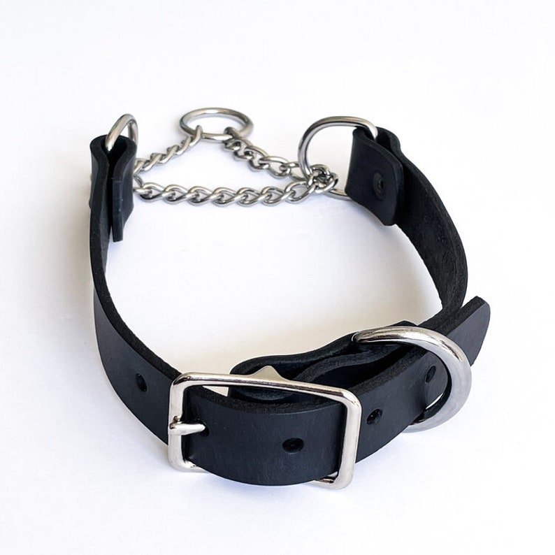 Genuine Leather Martingale Dog Collar Adjustable Training Etsy