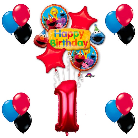 Cutetrees Elmo Sesame Street Theme 1st Birthday Balloons Party Etsy