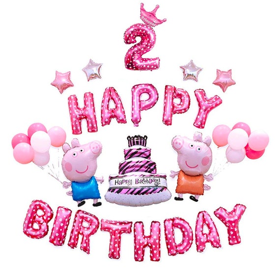 Cutetrees Peppa Pig Pink Theme 2nd Birthday Party Balloons Etsy