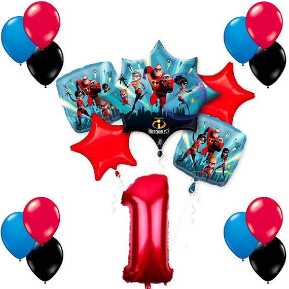 Cutetrees The Incredibles 2 Theme 1st Birthday Balloons Party Etsy