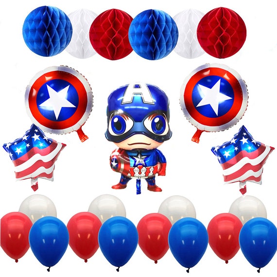 Cutetrees Super Hero Captain America Birthday Party Balloons Etsy Cutetrees Super Hero Captain America Birthday Party Balloons Etsy