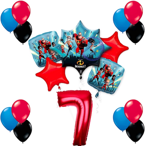 Cutetrees The Incredibles 2 Theme 7th Birthday Balloons Party Etsy