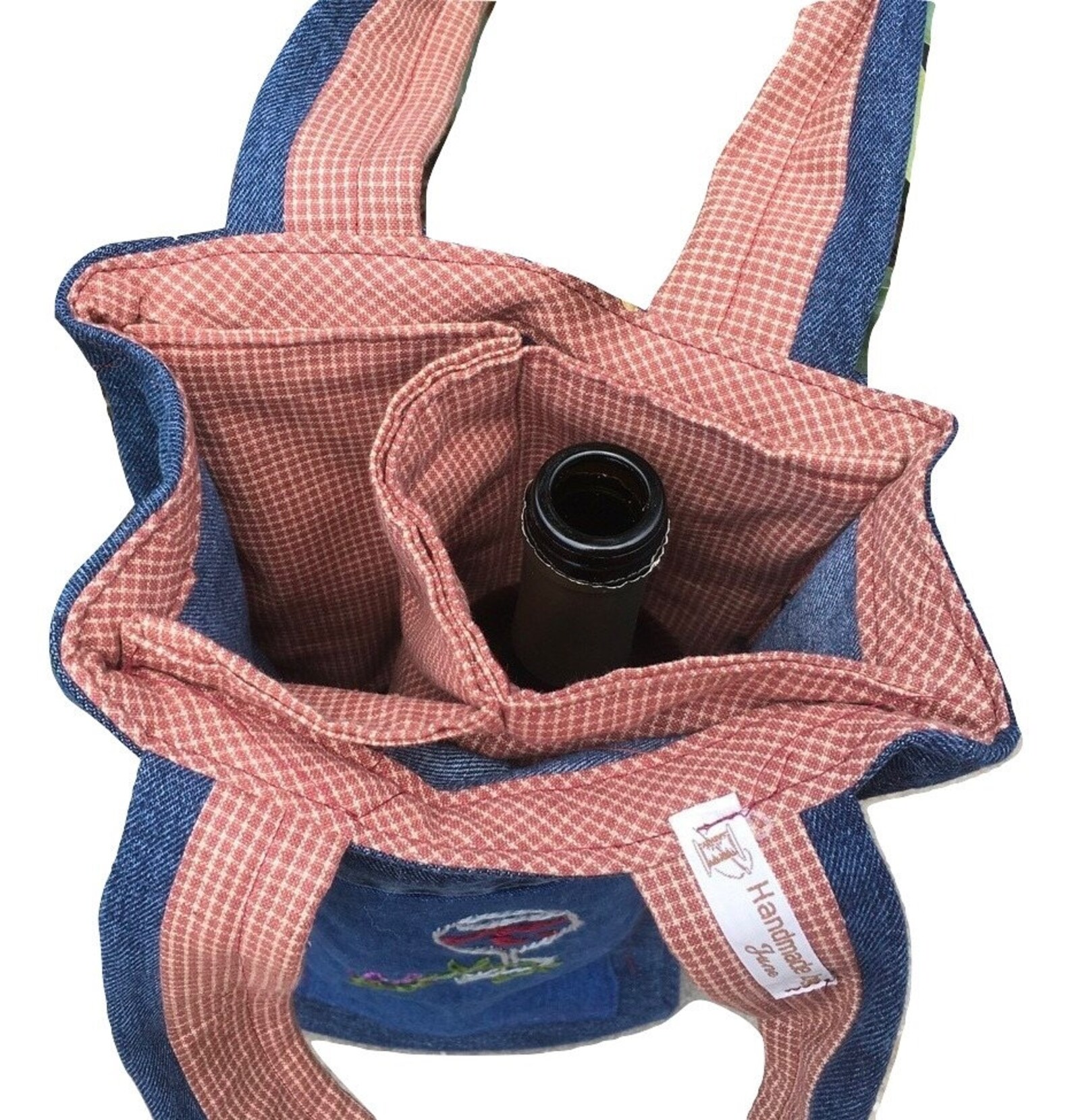 Denim Fabric Wine Bottle Tote Drink Holder Wine Bottle Etsy