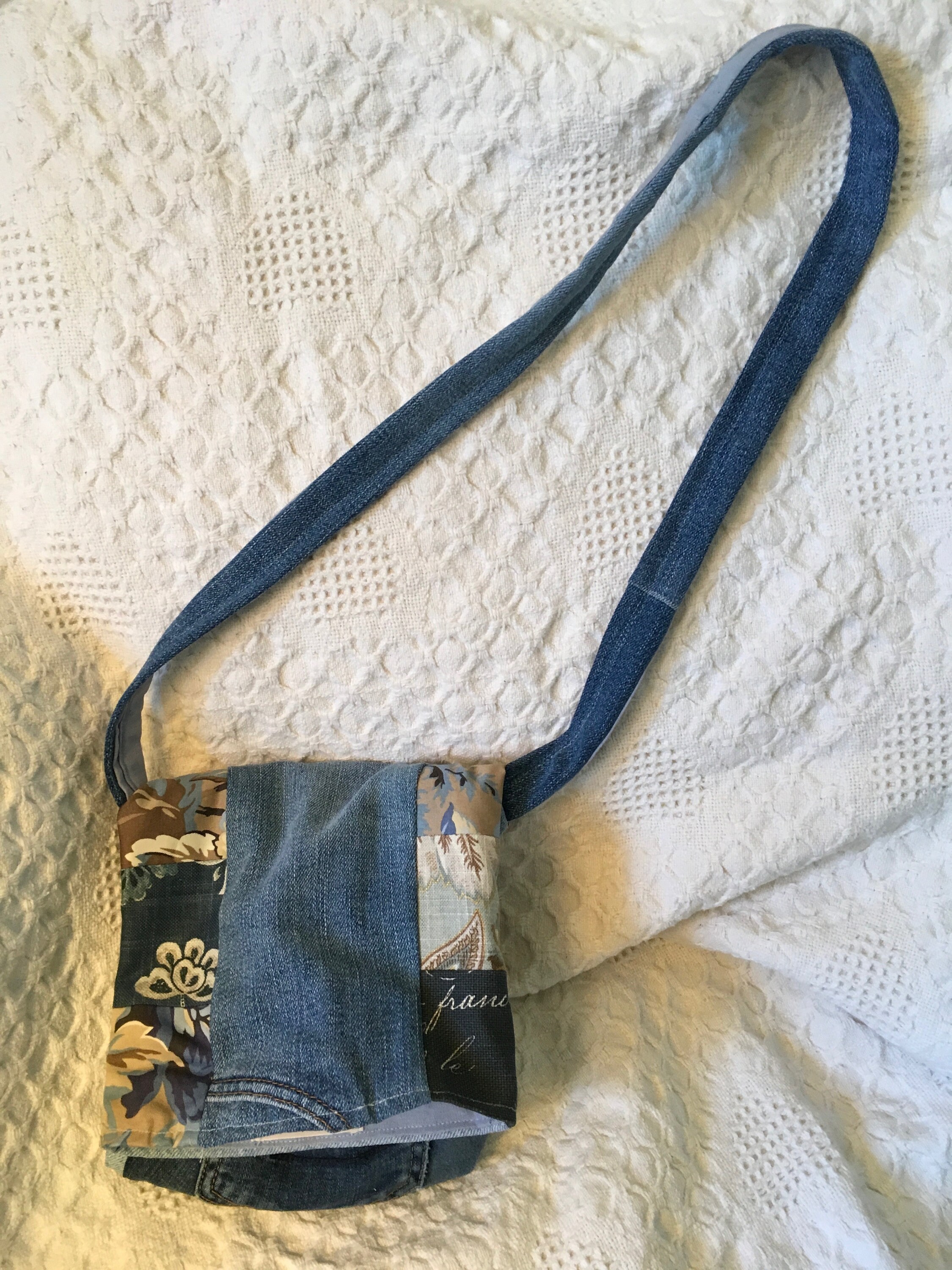 Handmade Fabric Crossbody Bag Pockets Small Blue Denim Etsy