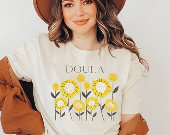 Boho Doula Wildflower Shirt | Doula Gift, Cottage Core Shirt, Home Birth, Midwife, Labor and Delivery, Boho Shirt, Lactation Consultant