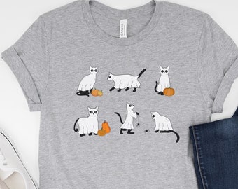 Ghost Cat Shirt, Halloween Cat Shirt, Veterinarian Halloween Shirt, Spooky Season Tshirt, Cat Lady Shirt, Cat Owner Gift, Cat Lover Gift