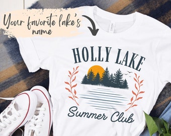 Benutzerdefinierte Lake Summer Club T-Shirt, personalisierte Lake Life Shirt, individuelle Lake House Geschenk, Junggesellinnenabschied T-Shirt, Familienurlaub T-Shirt