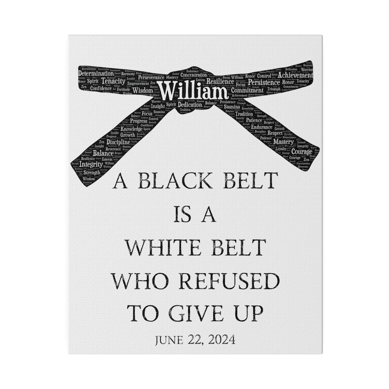 Custom Karate Canvas, Personalized Name Black Belt Gift, Customized Martial Arts Wall Art, Taekwondo Poster, MMA Artwork, Dojo Decor image 3