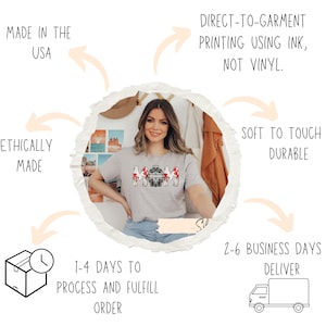 May include: A gray t-shirt with the word "MOM" spelled out in red and black with a small black and white image of a robot in the middle of the word. The shirt is made in the USA, ethically made, and printed with ink, not vinyl. It is soft to the touch and durable. The shirt is shown on a model.