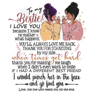 To My Bestie Best Friend Punch In Face grappige PNG Instant Digitale Download transparante sublimatie Clipart Design Print