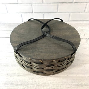 Amish Made Covered Pie Basket in Blue/Gray - Striking!