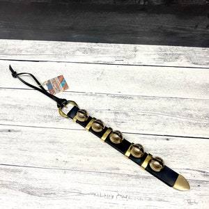 Amish Made Deluxe Sleigh Bells with Black Leather & Brass Accents