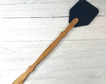 Tapette à mouches en bois fabriqué par des amish et en cuir noir