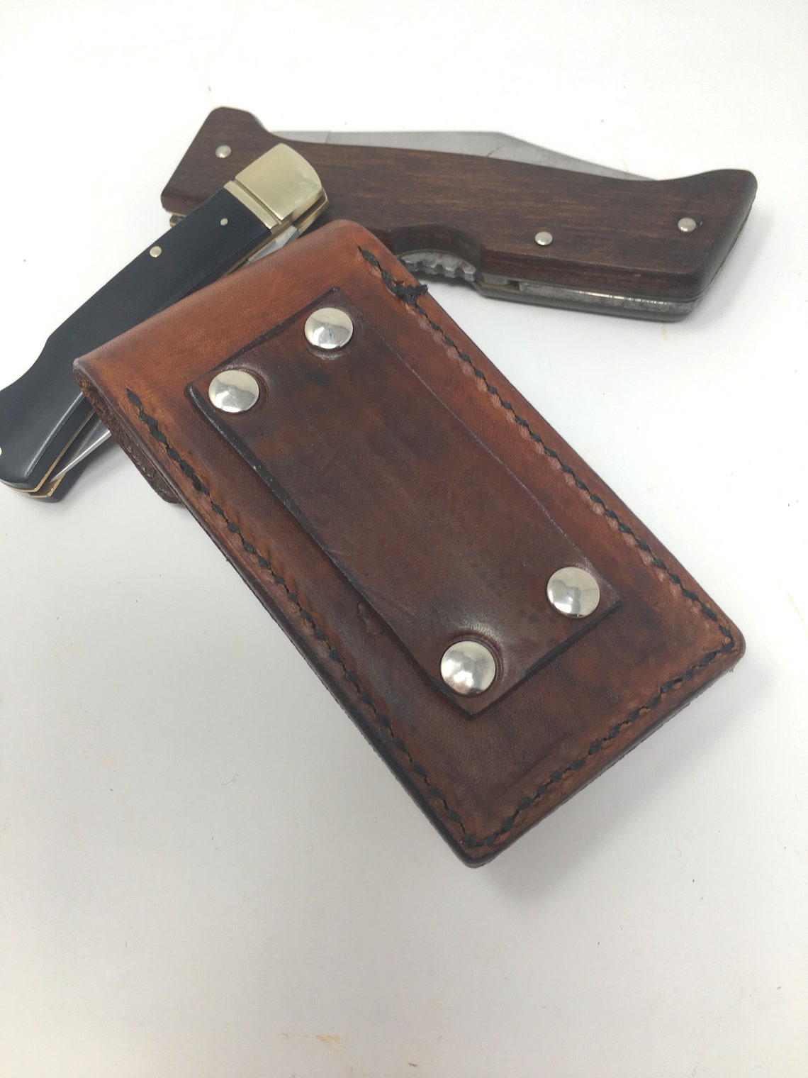 Amish Made Leather Knife Sheath Pouch for Belt Etsy